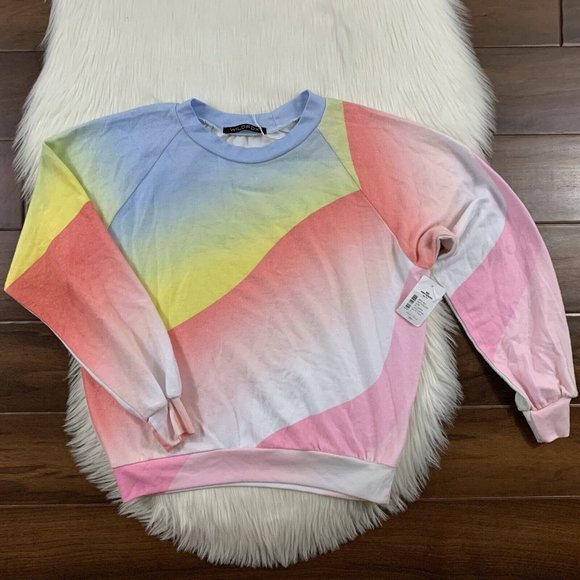 Wildfox‎ Women's Size Small Rainbow Galactic Junior Sweatshirt Top - Picture 1 of 9